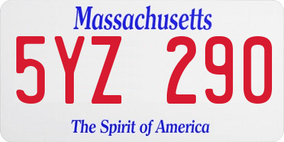 MA license plate 5YZ290