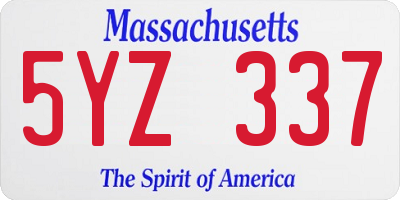 MA license plate 5YZ337
