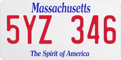 MA license plate 5YZ346
