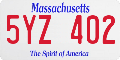 MA license plate 5YZ402