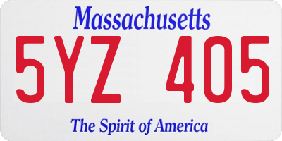 MA license plate 5YZ405