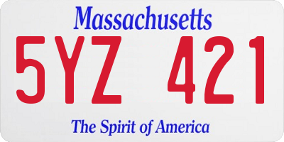 MA license plate 5YZ421