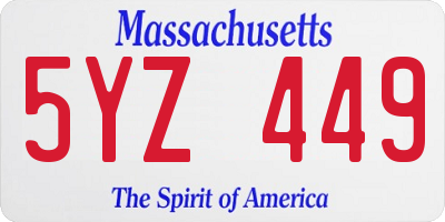 MA license plate 5YZ449