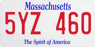 MA license plate 5YZ460