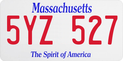 MA license plate 5YZ527