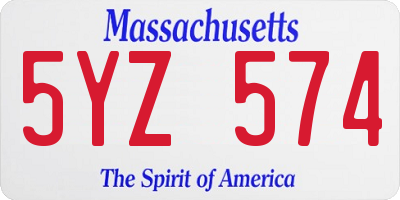 MA license plate 5YZ574