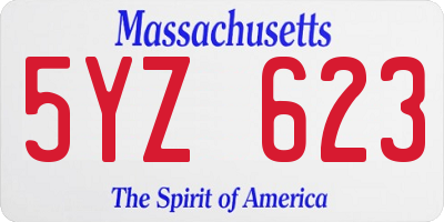 MA license plate 5YZ623