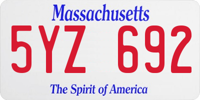 MA license plate 5YZ692