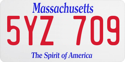 MA license plate 5YZ709