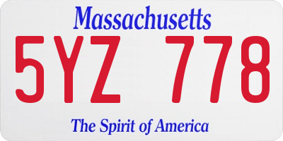 MA license plate 5YZ778
