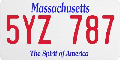 MA license plate 5YZ787
