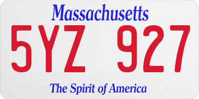 MA license plate 5YZ927