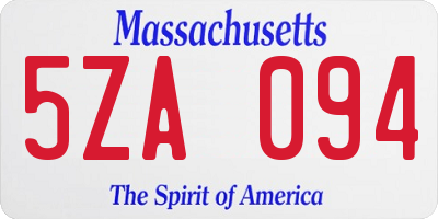 MA license plate 5ZA094