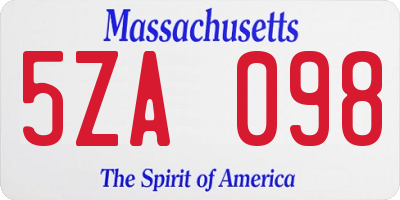 MA license plate 5ZA098