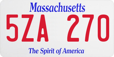 MA license plate 5ZA270