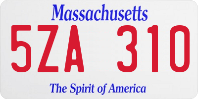 MA license plate 5ZA310