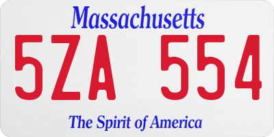 MA license plate 5ZA554