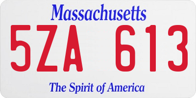MA license plate 5ZA613