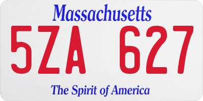 MA license plate 5ZA627