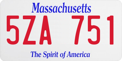 MA license plate 5ZA751