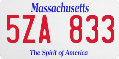 MA license plate 5ZA833