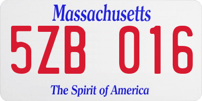 MA license plate 5ZB016