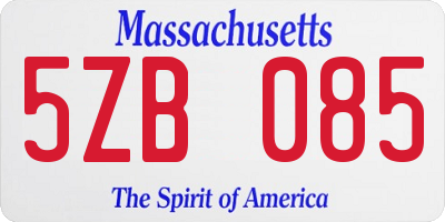 MA license plate 5ZB085
