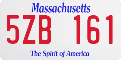 MA license plate 5ZB161