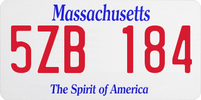 MA license plate 5ZB184
