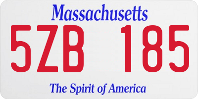 MA license plate 5ZB185