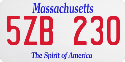 MA license plate 5ZB230
