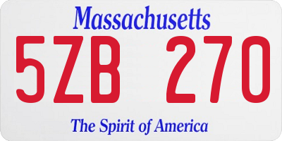 MA license plate 5ZB270
