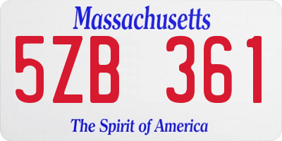 MA license plate 5ZB361