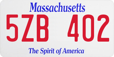 MA license plate 5ZB402