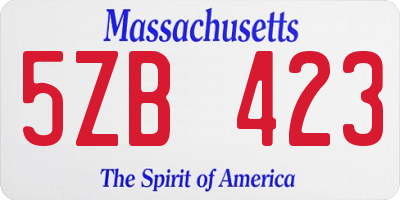 MA license plate 5ZB423