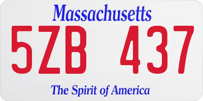 MA license plate 5ZB437