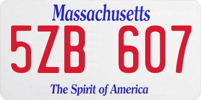 MA license plate 5ZB607