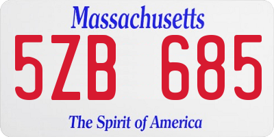 MA license plate 5ZB685
