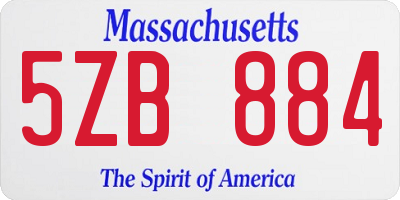 MA license plate 5ZB884