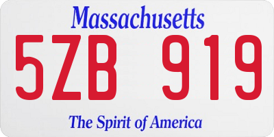 MA license plate 5ZB919