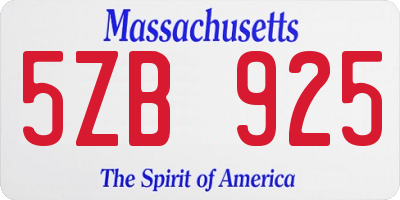 MA license plate 5ZB925