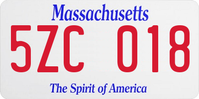 MA license plate 5ZC018