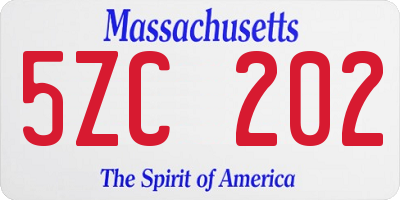 MA license plate 5ZC202