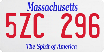 MA license plate 5ZC296