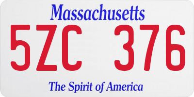 MA license plate 5ZC376