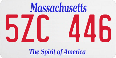 MA license plate 5ZC446