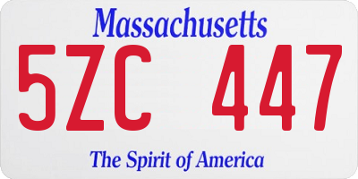 MA license plate 5ZC447