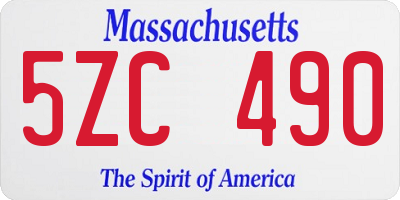 MA license plate 5ZC490