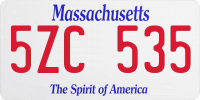 MA license plate 5ZC535