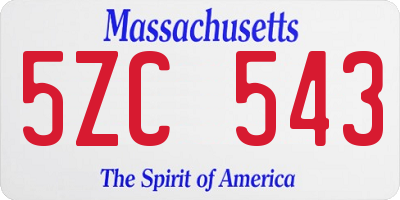 MA license plate 5ZC543